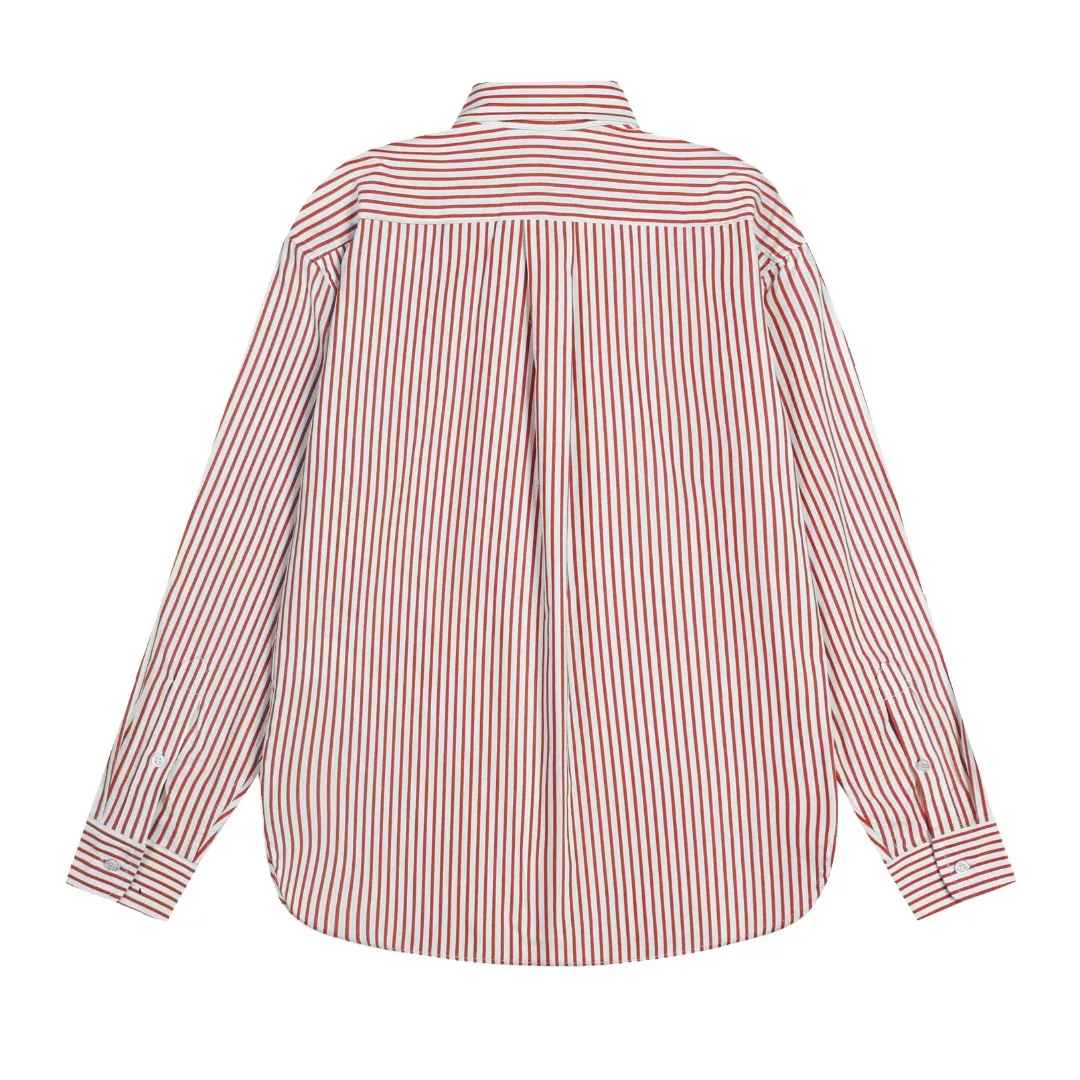P250 White background picture [Popular new model] Style number: 25019# Color: red/green/blue Size: S to Custom dyed original pearlescent white buttons, large and small divisions, vertical eyelets ✅ - Special shaped chiffon foil is included in the collar door tube, not easy to deform and pull ✅ - RL three-color large and small vertical striped shirt, extraordinary isometric, cleverly matched stripes, diverse wear to stimulate self-expression, relaxed layering to play with the look of the four seasons